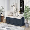 CAVINAS Modern Shoe Bench with 4 Doors & Adjustable Shelves,Solid Wood Removable Cushion Storage Bench for Entryway,Living Room - 2 of 4