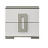 Vynxaria Olivia Contemporary White 2-Drawer Nightstand, Wood Build, Semi-Gloss Finish, Metallic Accents, Oversized Handles - 3 of 4