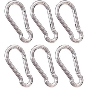 CTB Dealz | Oval Carabiner Stainless Steel - Strong Metal Multitool Carabiner Heavy Duty for Hammocks, Keys and Hanging - Silver | 6 Pcs - 1 of 4