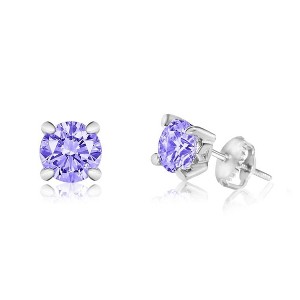 Chanteur Hypoallergenic Kids Jewelry Accessories February CZ White Gold Palladium Plating Stud Earrings Surgical Titanium Posts - 1 of 1
