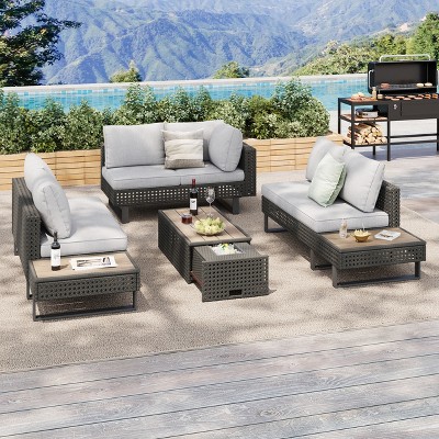 YOOCOZZ 6-Person Diamond Conversation Set - Extendable Table & Deep Cushions