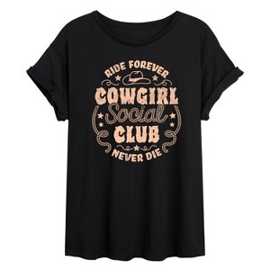 Women's - Instant Message - Cowgirl Social Club Oversized Graphic T-Shirt - 1 of 4