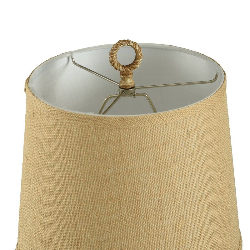 Nautical Blue Table Lamp with Burlap Shade and Circle Faux Rope Finial - StyleCraft, 5 of 7