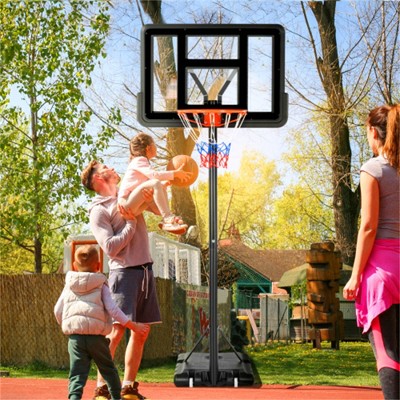 YONWAY Poolside Basketball Hoop Stand, Outdoor portable Basketball Rack, Suitable for Children and Adults, Durable Family Game Set , Black