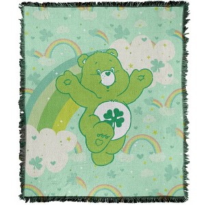 Care Bears Shamrocks And Rainbows Blanket 50"x60" Woven Tapestry - 1 of 4