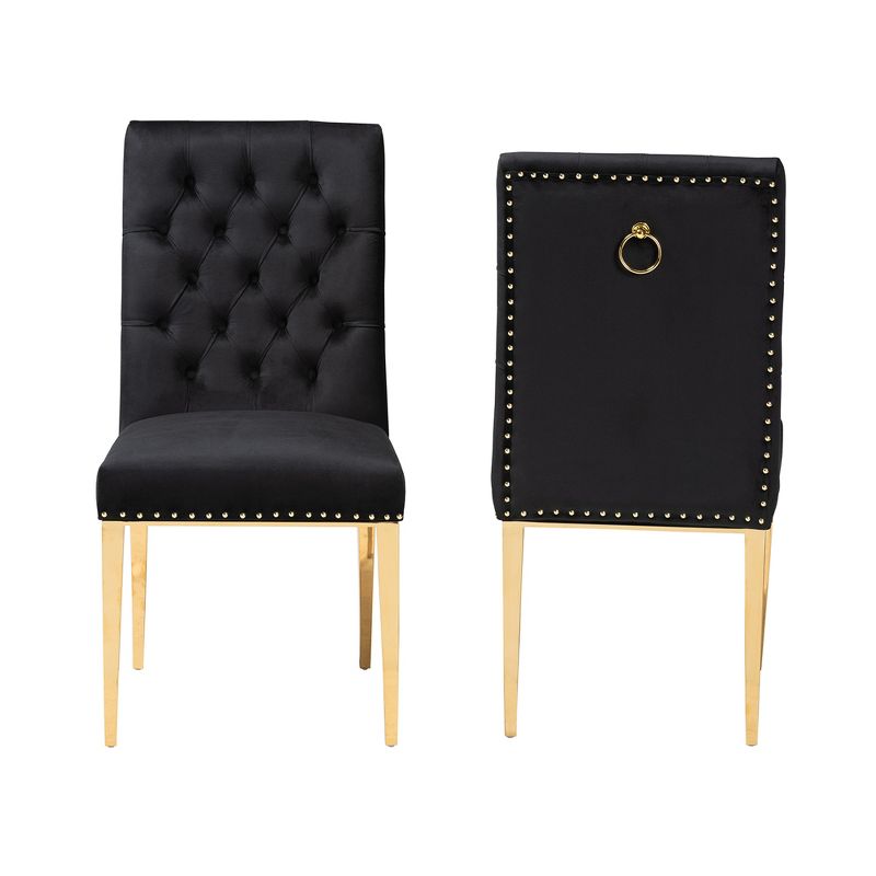 Baxton Studio Caspera Contemporary Glam and Luxe Velvet Fabric and Metal Dining Chair Set, 3 of 10