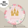Blue Panda 80Pcs Pink Princess Castle Design Disposable Paper Plates 7" for Birthday Party Supplies - 2 of 4