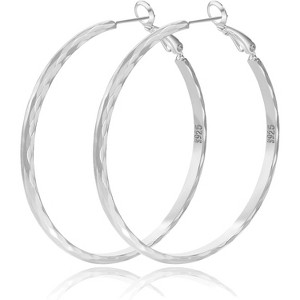 Oversize Diamond-Cut Hoops | Thin 3mm Sterling Silver Statement Earrings, 20mm to 60mm - 1 of 4