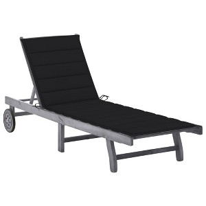 vidaXL Patio Sun Lounger with Cushion Gray Solid Acacia Wood - 1 of 4