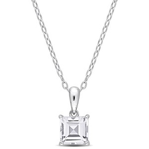 EVERLY JEWELRY | Sterling Silver Pendant with Gemstone and Created Gemstone – Multiple Stone Options - 1 of 4