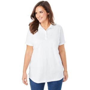 Woman Within Women's Plus Size Perfect Short-Sleeve Polo Shirt - 1 of 4