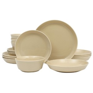 Gibson Home Summer Shades 16 Piece Plates and Bowls Dishes Service for 4 Porcelain Dinnerware Set - 1 of 4