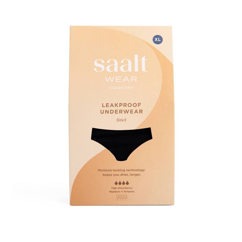Saalt Heavy Absorbency Briefs Super Soft Modal Comfort Leak Proof Period Underwear  - Volcanic Black , 3 of 12