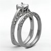 Slickblue Women's Polished Stainless Steel Ring Set, Clear CZ Stones, Square Style, Wedding Band Look, Size 5-10 - 4 of 4