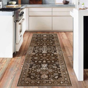 Machine Washable Rugs Vintage Floral Low Pile Non-Slip Carpet Soft Bedroom Living Room Office Dining Room Rug - 1 of 4