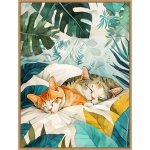 Amanti Art Cats Lives Napping by Justyna Jaszke Framed Canvas Wall Art - 1 of 4