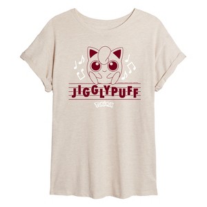 Women's - Pokémon - Jigglypuff On Staff Oversized Graphic T-Shirt - 1 of 4