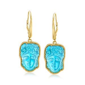 Ross-Simons Italian Tagliamonte Blue Venetian Glass Flora Drop Earrings in 18kt Gold Over Sterling - 1 of 3