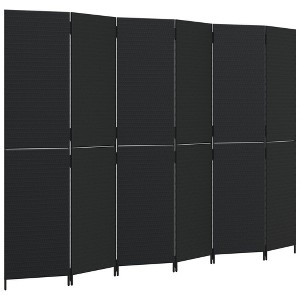 vidaXL - 6 Panel Room Divider - Black Poly Rattan - Indoor/Outdoor Privacy Screen for Bedroom, Living Room, Office - 115.7" x 78.7" - 1 of 4