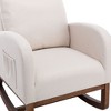 PAGED Modern Rocking Chair with Side Pocket, Upholstered Accent Chair with Wood Legs, High Back Reading Chair for Living Room, Bedroom - 3 of 4