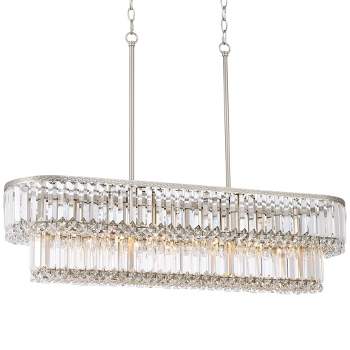 Stiffel Brushed Nickel Linear Pendant Chandelier 38 3/4" Wide Modern Clear Crystal 6-Light Fixture for Dining Room House Foyer Kitchen Island Bedroom