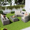 Osparple 8-pieces Outdoor Sofa, Wicker Round Sofa Set, Half-Moon Patio Sofa Sets, Curved Sofa Set with Coffee Table, PE Rattan Water-resistant - 3 of 4