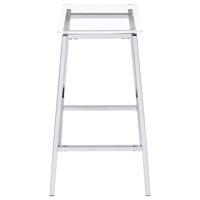 Jovani 29" Clear Acrylic and Chrome Backless Bar Stools Set