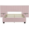 Queen Size Upholstered Platform Bed with Big Headboard, Bedroom Furniture - 3 of 4