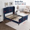 Bed Frame with 4 Storage Drawers & Charging Station, Upholstered Platform Bed with Wingback Storage Headboard, No Box Spring Needed - 2 of 4