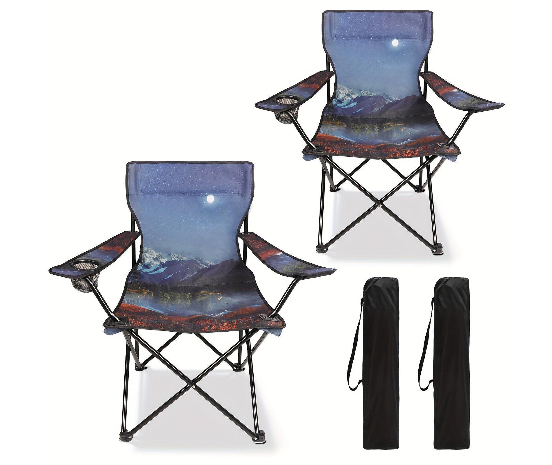 UBSSO Scenic Print Folding Camping Chair Blue 2