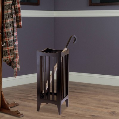 Cappuccino Brown Wood Slatted Umbrella Stand