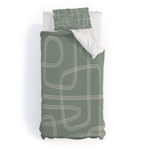 Deny Designs Cocoon Abstract Design Duvet Cover and Pillow Sham Set Green - image 1 of 4