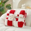 Snuggle Sac Faux Fur Checkered Throw Blanket, Fluffy Feather Yarn Blend Bedding Blankets for Couch or Bed - 2 of 4