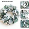 24 Inch Outdoor Winter Wreath Front Door Decor with White Berries Green Eucalyptus Farmhouse Porch Wall Home Decor - 4 of 4
