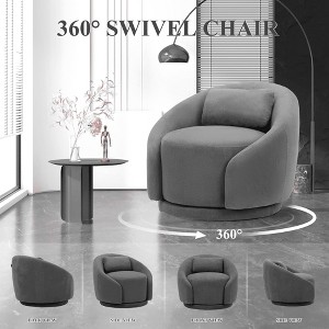 MAYEERTY Swivel Accent Chairs, Modern Upholstered Chairs with Lumbar Pillow for Home, Office- Beige - 1 of 4