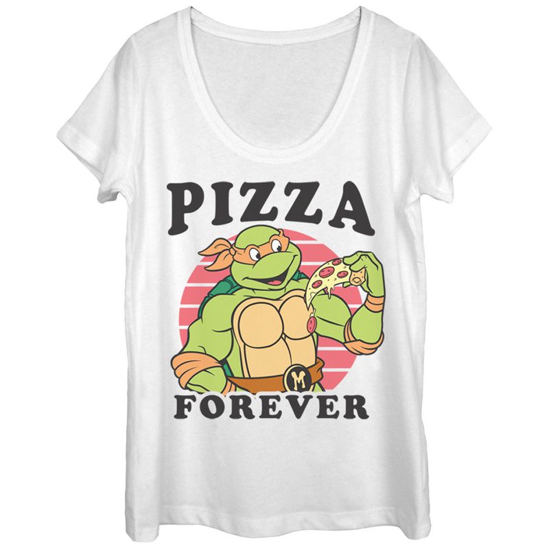 Women's Teenage Mutant Ninja Turtles Pizza Forever Scoop Neck, 1 of 4