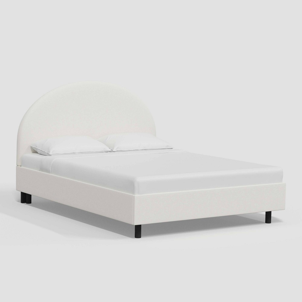 California King Adaline Platform Bed in Textured Linen Zuma White - Threshold™: Pine Frame, No Box Spring Needed -  88963746