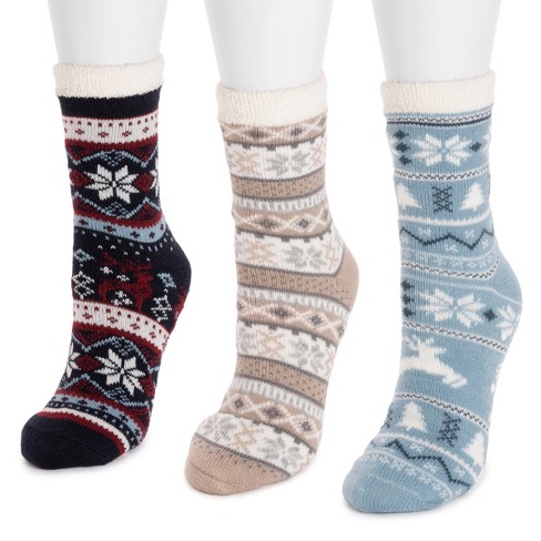 Muk Luks Women's 3 Pair Pack 2 Layer Ankle Socks, Blue/fairy Dust, Os :  Target