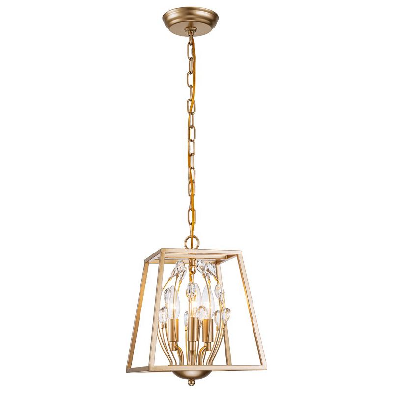C Cattleya 3-Light 9.75in. Gold Foyer Pendant Light with Clear Crystals, 1 of 9