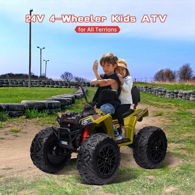 24V Kids 4WD Electric Ride-on ATV Car with Full Metal Suspension & EVA Tires | Includes Bluetooth Music & Remote Control