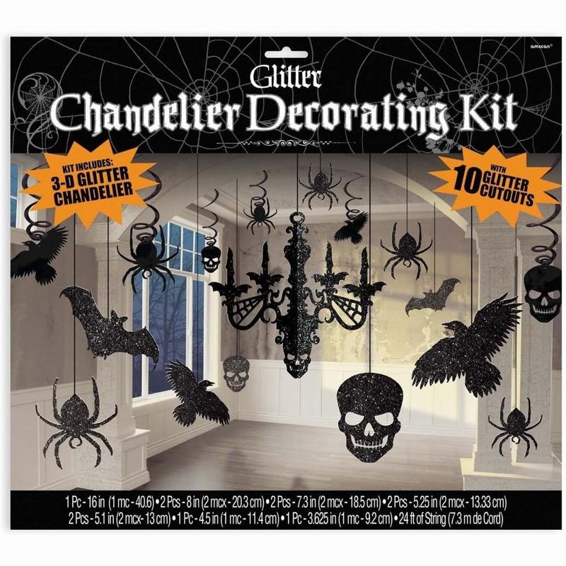 Amscan Party Decoration Halloween Glitter Paper Chandelier Decorating Kit 17 in a Package, 2 of 3
