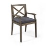 VYNXARIA Classic Acacia Wood Dining Chairs with Cushions - Set of 2, Sturdy Wooden Arms, Water-Resistant Grey Fabric Cushions,Dark Gray - 4 of 4
