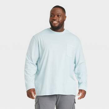 Men's Big & Tall Long Sleeve Textured Crewneck T-shirt - Goodfellow & Co™  Blue 5xlt : Target