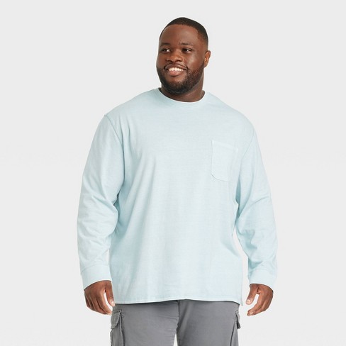 Men's Big & Tall Standard Fit Long Sleeve T-shirt - Goodfellow & Co™ Light Blue : Target