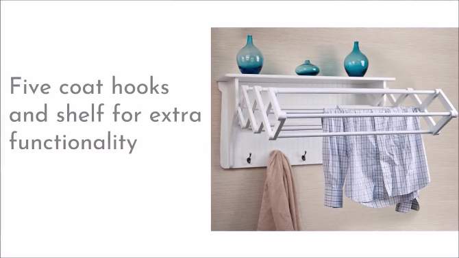 36" x 18" Wall Shelf with Collapsible Drying Rack and Hooks - Danya B., 2 of 9, play video
