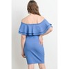 Hello Miz Women's Off Shoulder Double Ruffle Maternity Dress - 3 of 4