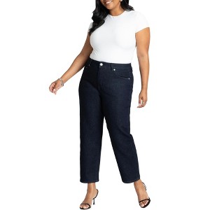 ELOQUII Women's Plus Size The Naomi Comfort Stretch Straight Leg Jean Crop - 1 of 4