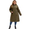 Women's Plus Size Waterproof Drawstring Waist Hooded Zipper Outdoor Long Trench Coats with Pockets - Agnes Orinda - 3 of 4