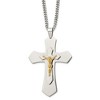 Chisel Stainless Steel Polished Yellow IP-plated Large Crucifix Pendant on a 24" Curb Chain Necklace - 2 of 4