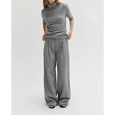 Women's Half Sleeve Cashmere Blend Turtleneck Top - CRESCENT